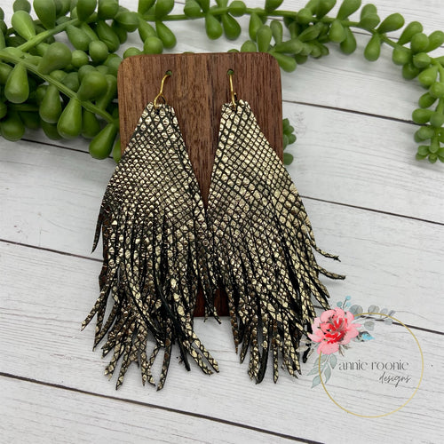 Funky Fringe Earrings in Metallic leathers
