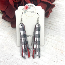 Load image into Gallery viewer, White Buffalo Plaid Skinny Fringed Earrings