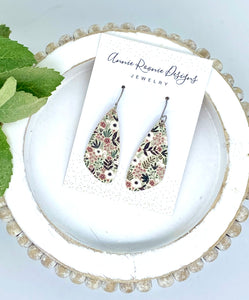 Gray Floral Clay Angled Bar earrings