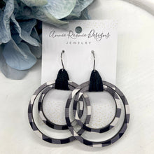 Load image into Gallery viewer, White Buffalo Plaid Wood hoop earrings