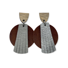 Load image into Gallery viewer, Sophie earrings in Brown &amp; Gray leather