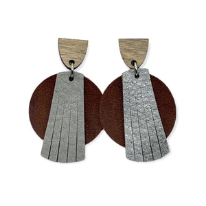 Sophie earrings in Brown & Gray leather