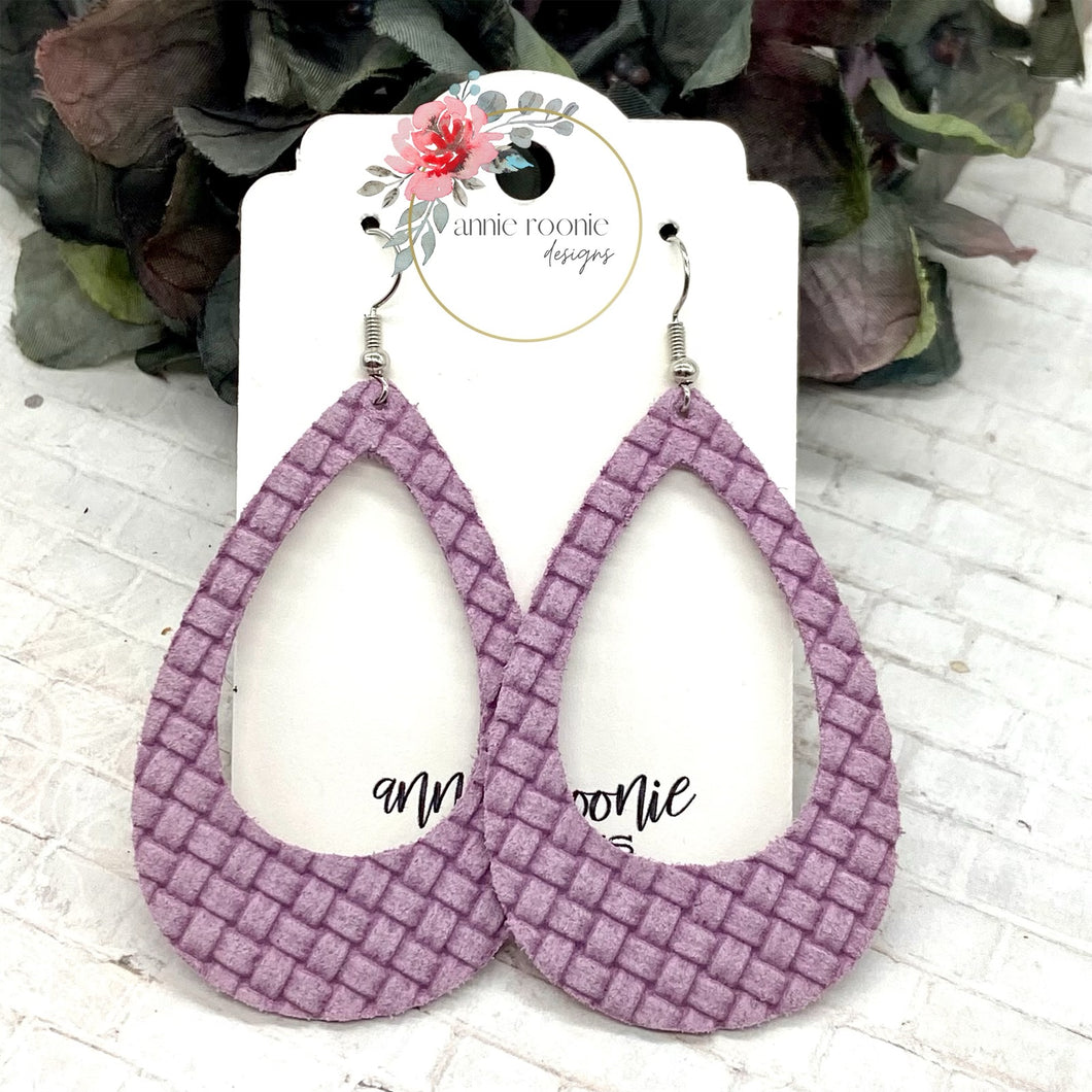 Lavender Crosshatch Suede Teardrop earrings