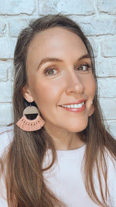 Blush Macrame + Wood earrings