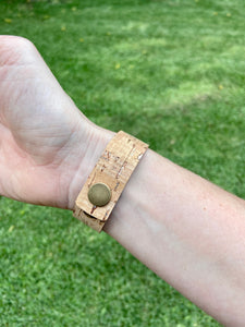 Natural Cork leather (gold flecks) Sliced Cuff bracelet