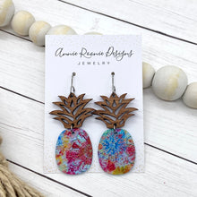 Load image into Gallery viewer, Pineapple Earrings - Wood &amp; Leather