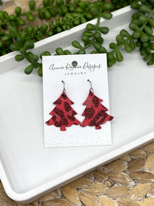 Leather Christmas Tree earrings