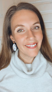 Oval Cork leather & Walnut post earrings