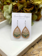 Load image into Gallery viewer, Embroidered Wood Teardrop earrings
