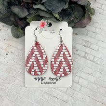 Load image into Gallery viewer, Red Chevron Leather Teardrop earrings