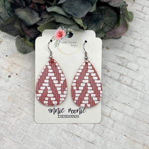 Red Chevron Leather Teardrop earrings