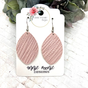 Blush Striped Textured Suede Marquis earrings