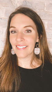 Red Plaid Leopard cork leather Rounded Geometric earrings