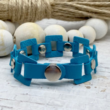 Load image into Gallery viewer, Teal leather Rectangle link bracelet