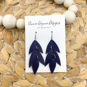 Falling Leaves Earrings in Plum Pebbled Leather