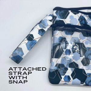 Modern Blue Hexagons Double Zipper Splash bag