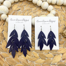 Load image into Gallery viewer, Falling Leaves Earrings in Plum Pebbled Leather