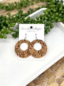 Vines on Natural Cork Leather Disc Cutout earrings