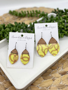 Softball/Baseball Half n Half Marquis earrings