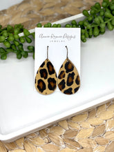 Load image into Gallery viewer, Leopard Hair On Leather Teardrop earrings