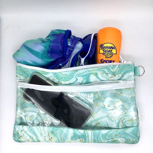 Aqua Marble Double Zipper Splash bag