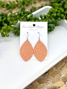 Peach Basket Weave leather Marquis earrings