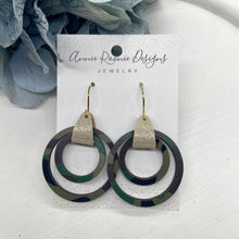 Load image into Gallery viewer, Camouflage Wood hoop earrings