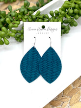 Load image into Gallery viewer, Dark Teal Braided Suede Marquis earrings
