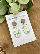 Load image into Gallery viewer, Shamrock Cork Leather Oval &amp; Wood earrings