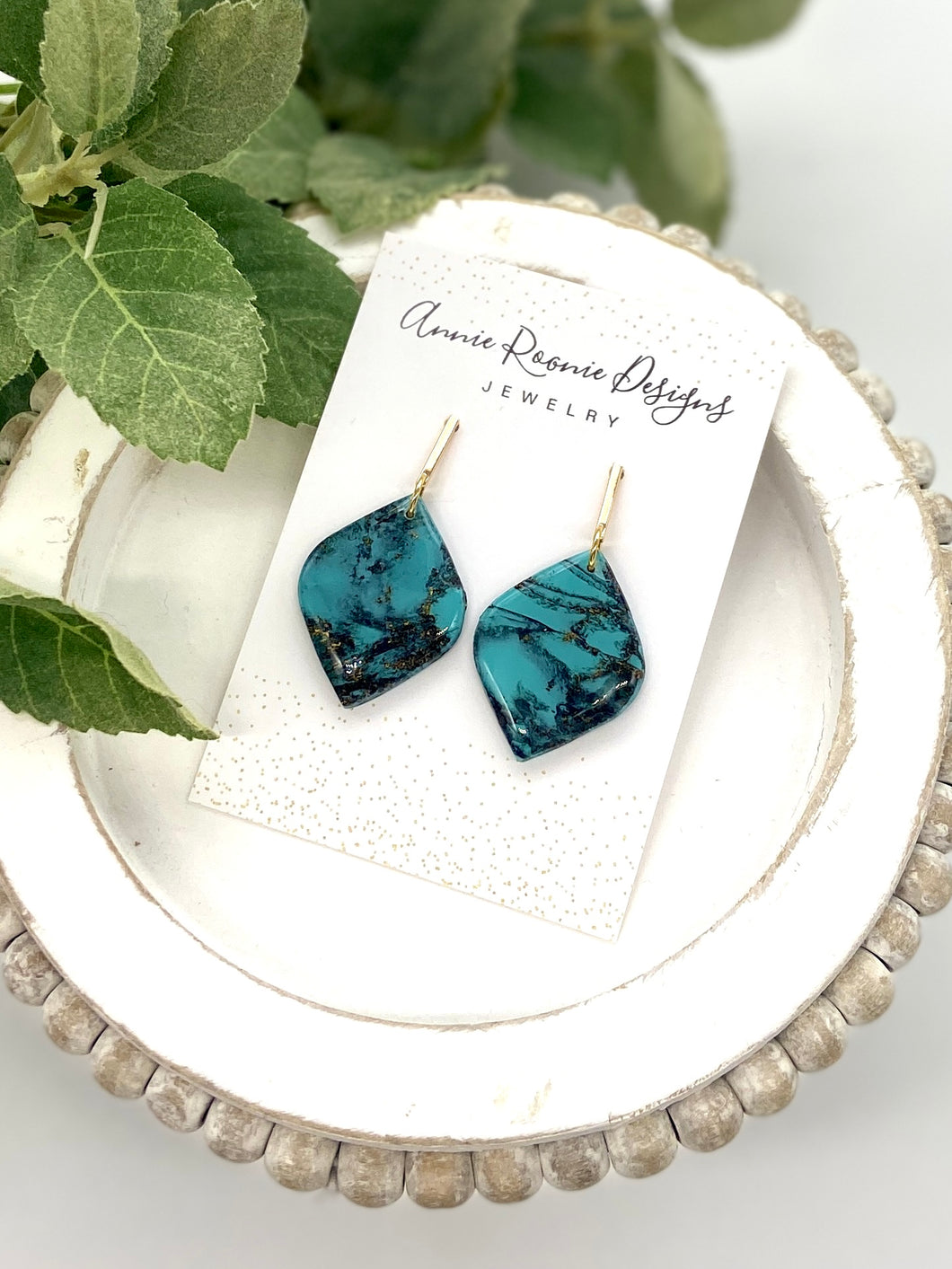 Faux Turquoise Clay Pointed Teardrop earrings