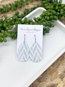 Silver Chevron Leather Teardrop earrings