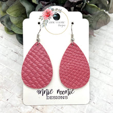 Load image into Gallery viewer, Pink Snakeskin leather Teardrop earrings