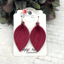 Load image into Gallery viewer, Raspberry Striped Textured Suede Pinched Petal earrings