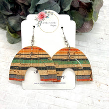 Load image into Gallery viewer, Rainbow Cork Leather earrings