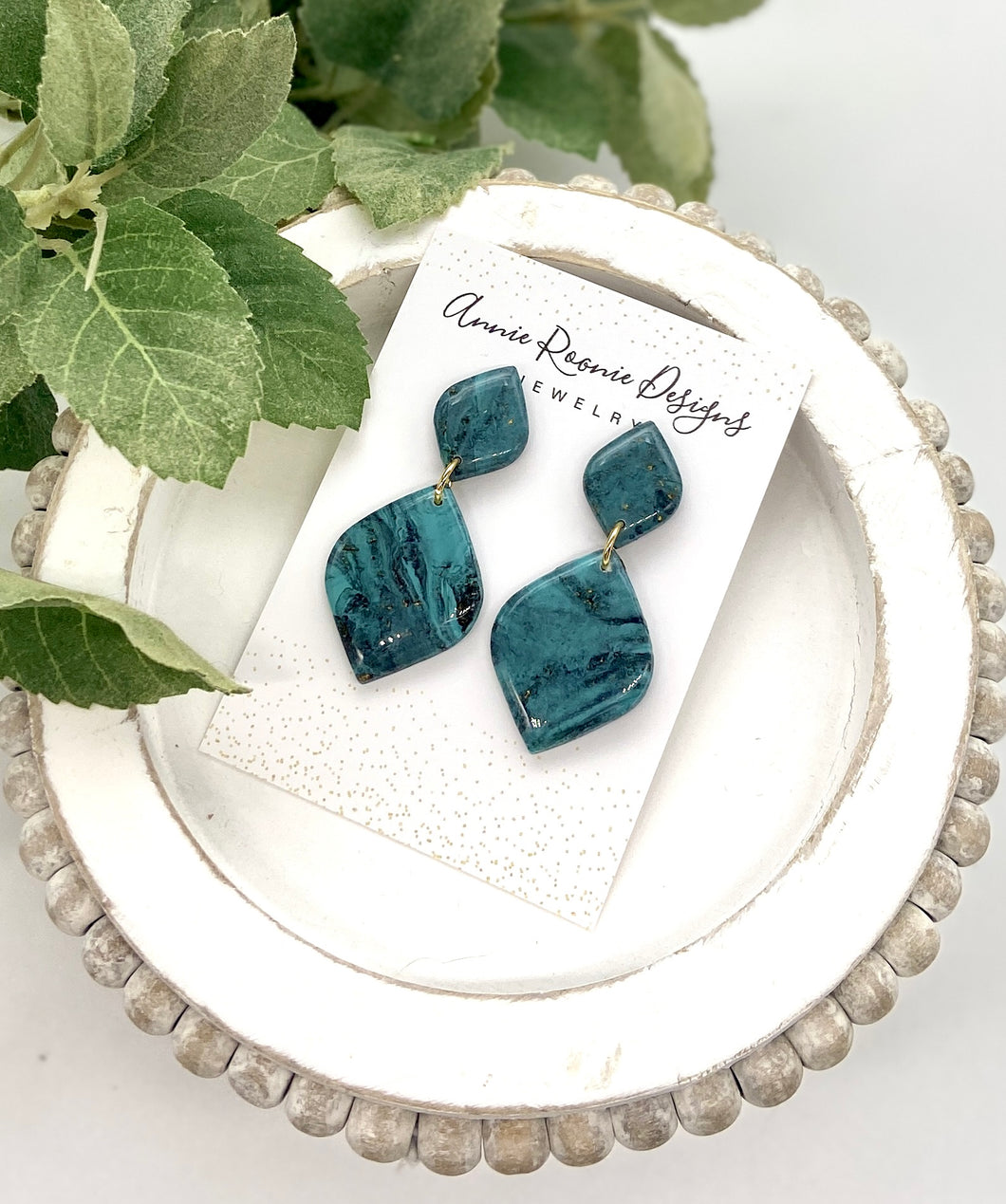 Faux Turquoise Clay Double Pointed Teardrop earrings