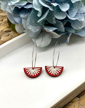 Load image into Gallery viewer, Embroidered Wood Starburst earrings