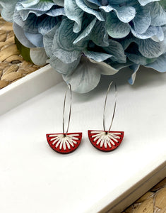 Embroidered Wood Starburst earrings