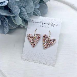 Tiny Dangle Heart leather earrings