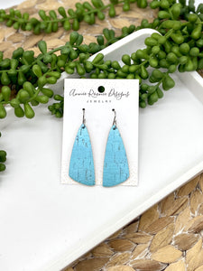 Turquoise Cork Leather Angled Bar earrings