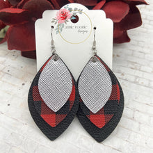 Load image into Gallery viewer, Buffalo Plaid Triple Marquis earrings