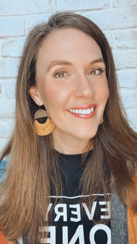 Mustard Yellow Macrame + Wood earrings
