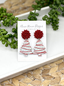 Christmas Cake Wooden Christmas Tree earrings