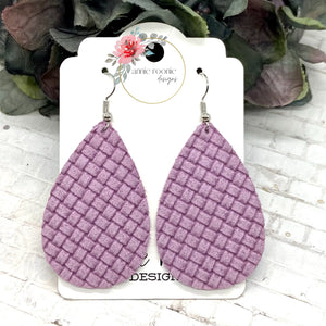 Lavender Crosshatch Suede Teardrop earrings