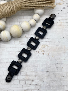 Black leather Square link bracelet