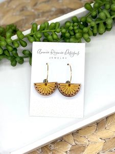 Embroidered Wood Starburst earrings