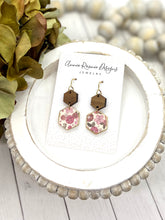 Load image into Gallery viewer, Floral Clay Double Hexagon earrings (2 sizes)