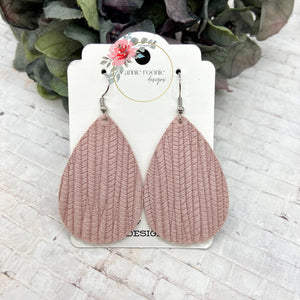 Blush Striped Textured Suede Teardrop earrings