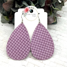 Load image into Gallery viewer, Lavender Crosshatch Suede Teardrop earrings