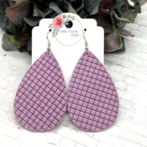 Lavender Crosshatch Suede Teardrop earrings