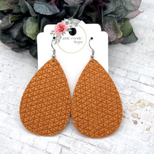 Orange Tiny Triangles Suede Teardrop earrings